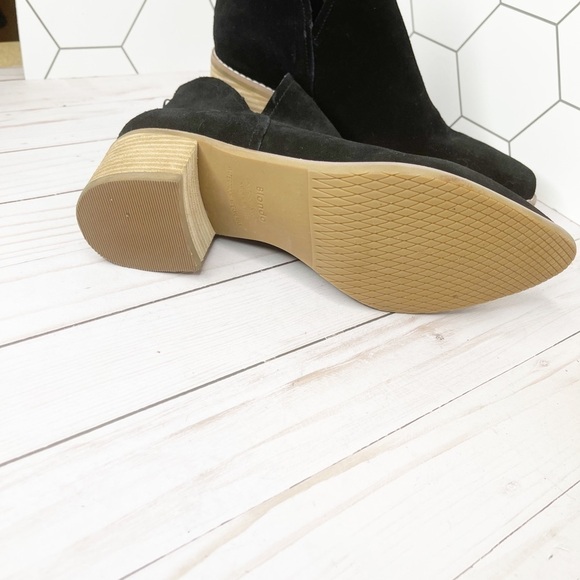 Blondo Esmee Black Suede Comfy Ankle Booties Stacked Heel 9.5 - Picture 4 of 5